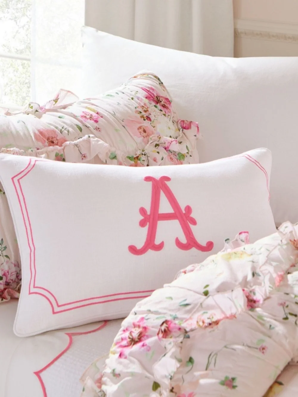 Monique Lhuillier x Pottery Barn Kids Personalized Pillow Cover “A” NWT